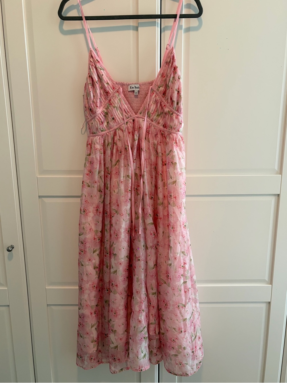 Pink Floral Sleeveless Silk Dress NEVER WORN